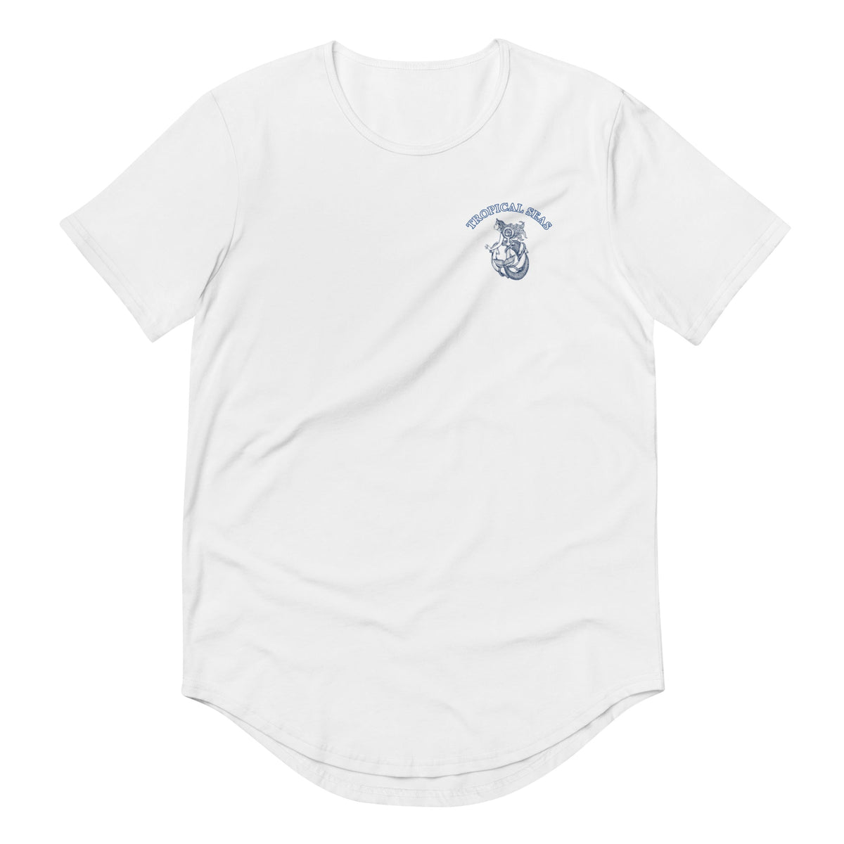 Men's Curved Hem Ancient Mermaid Anchor T-Shirt